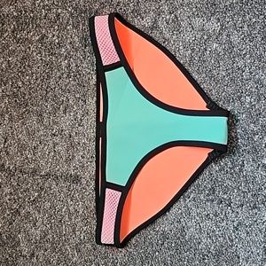 Triangl Swim Bikini Bottoms size XSmall,green+pink